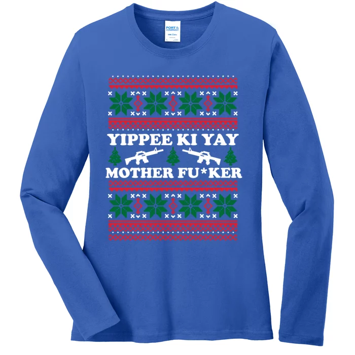 Yippee Yay Mother Fuker Funny Christmas Movie Design Gift Ladies Long Sleeve Shirt