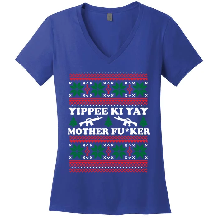 Yippee Yay Mother Fuker Funny Christmas Movie Design Gift Women's V-Neck T-Shirt