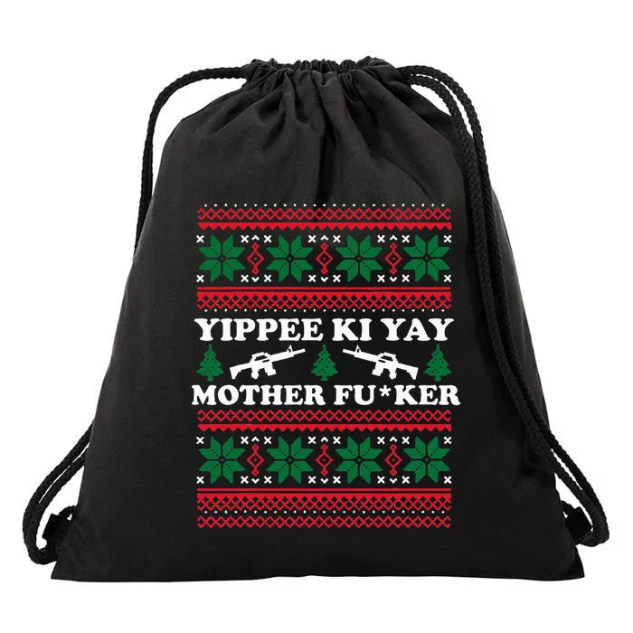 Yippee Yay Mother Fuker funny Christmas Movie Design Drawstring Bag