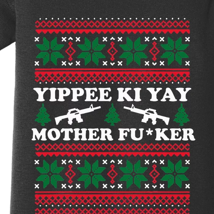 Yippee Yay Mother Fuker funny Christmas Movie Design Baby Bodysuit