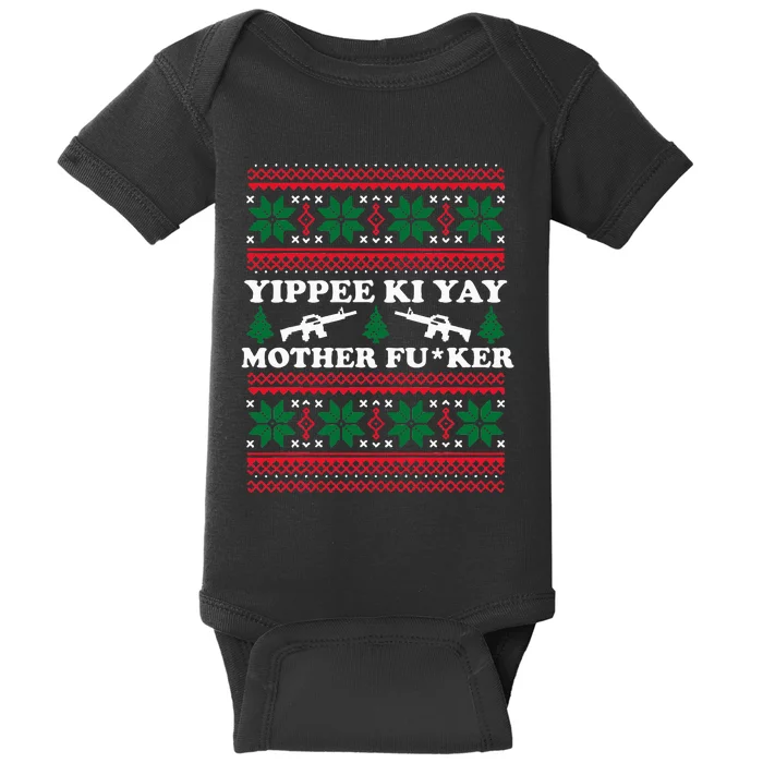 Yippee Yay Mother Fuker funny Christmas Movie Design Baby Bodysuit