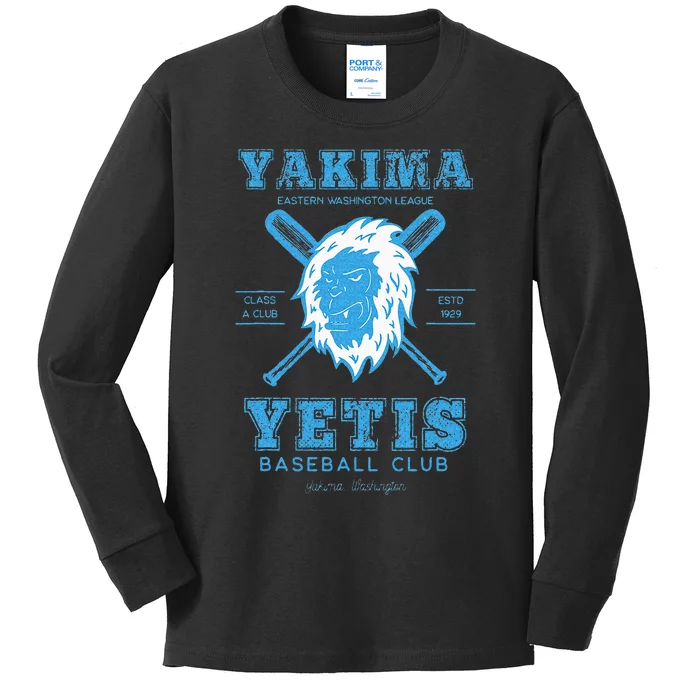 Yakima Yetis Retro Minor League Baseball Team Kids Long Sleeve Shirt