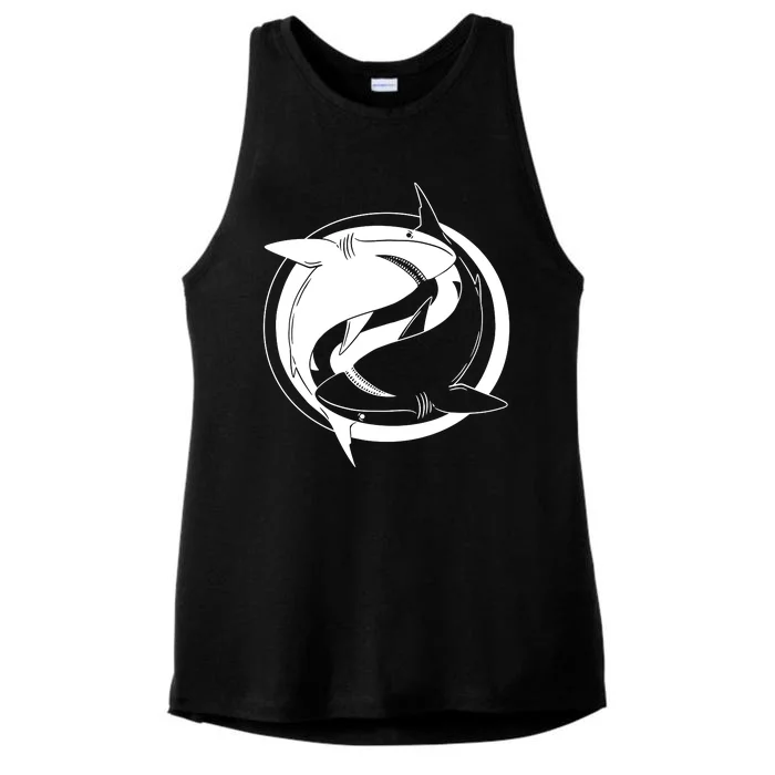 Ying Yang Shark Ladies Tri-Blend Wicking Tank