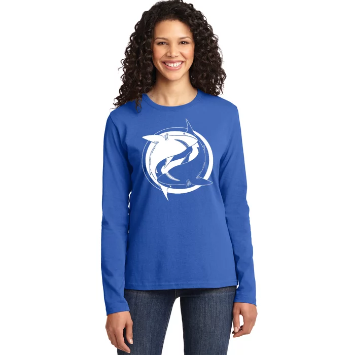 Ying Yang Shark Ladies Long Sleeve Shirt