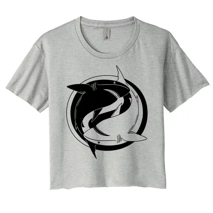 Ying Yang Shark Women's Crop Top Tee