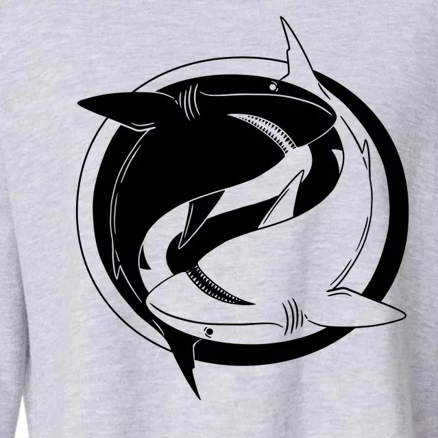 Ying Yang Shark Cropped Pullover Crew