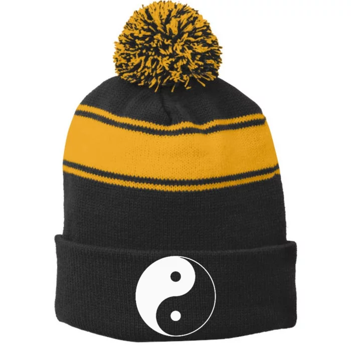 Yin Yang Symbol Taoism Chinese East Asian Philosophy Stripe Pom Pom Beanie