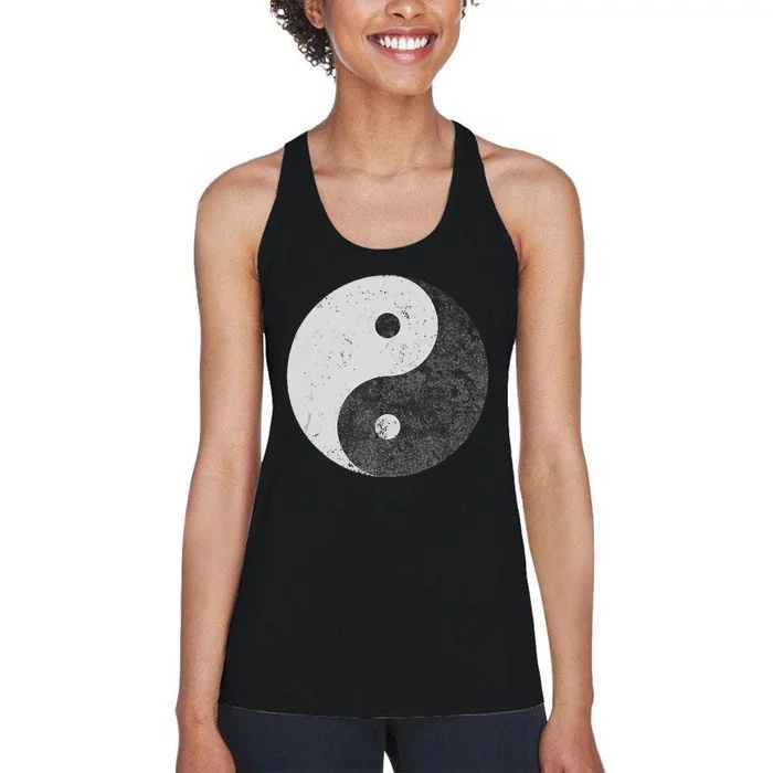 Yin Yang Symbol Tao Taijitu Yoga Peace Love Women's Racerback Tank