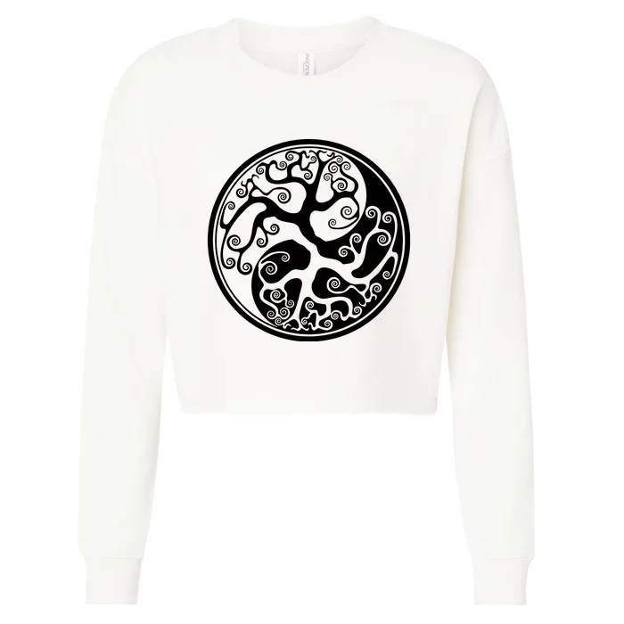 Yin Yang Tree Of Life Cropped Pullover Crew