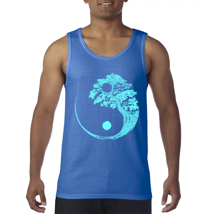 Yin Yang Turquoise Blue Bonsai Tree Japanese Buddhist Zen Gift Tank Top