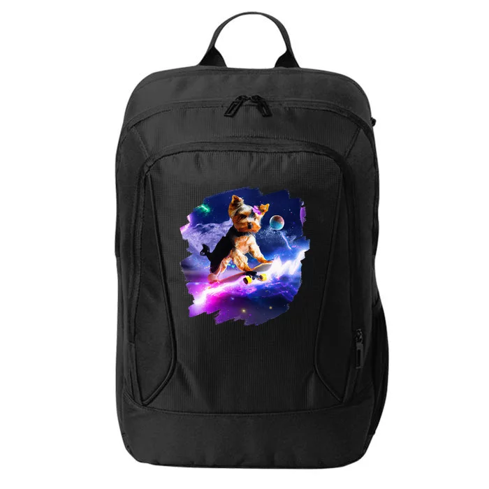 Yorkie Yorkshire Terrier Skateboarding Space Retro Skate Dog City Backpack