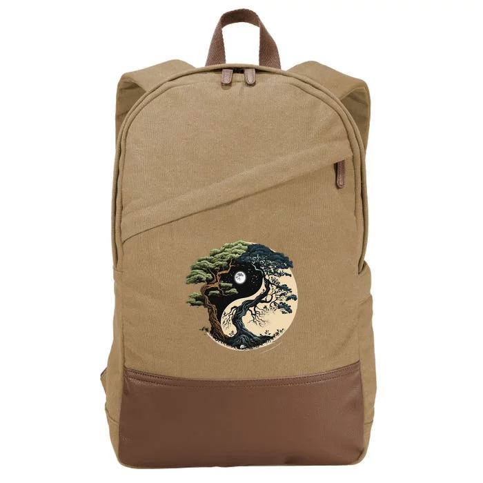 Yin Yang Tree Of Life On Buddhist Bonsai Tree Cotton Canvas Backpack