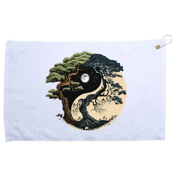 Yin Yang Tree Of Life On Buddhist Bonsai Tree Grommeted Golf Towel