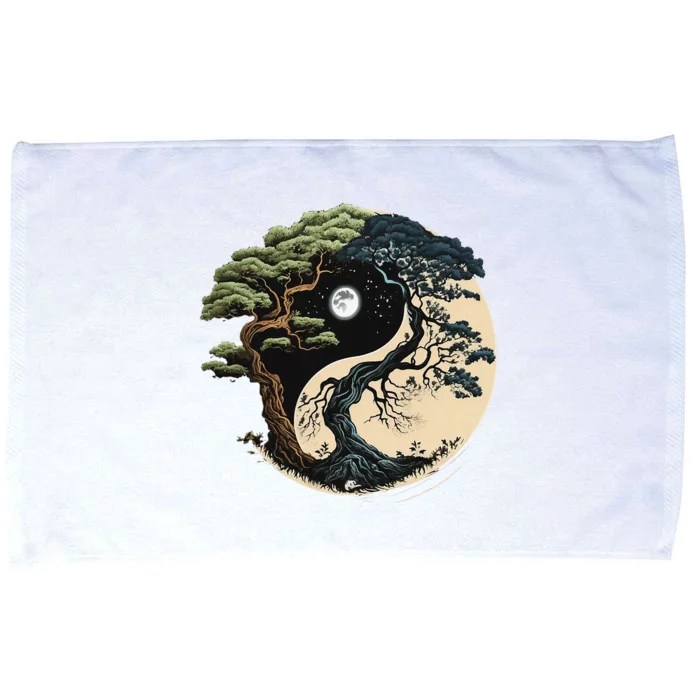 Yin Yang Tree Of Life On Buddhist Bonsai Tree Microfiber Hand Towel