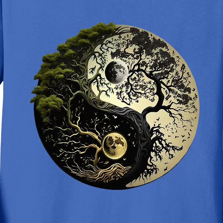 Yin Yang Tree Of Life Funny Kids Long Sleeve Shirt