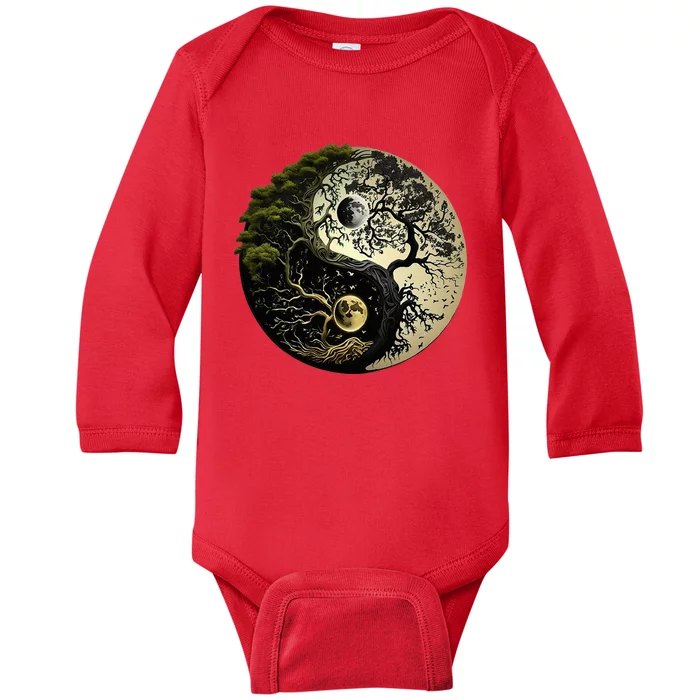 Yin Yang Tree Of Life Funny Baby Long Sleeve Bodysuit