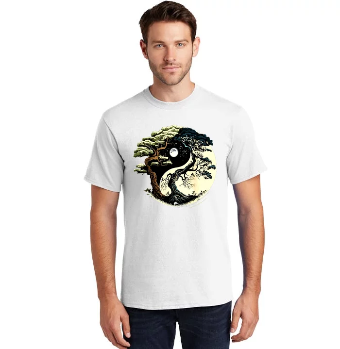 Yin Yang Tree Of Life On Buddhist Bonsai Tree Tall T-Shirt