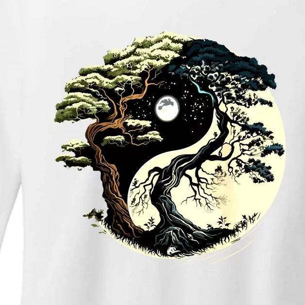 Yin Yang Tree Of Life On Buddhist Bonsai Tree Womens CVC Long Sleeve Shirt