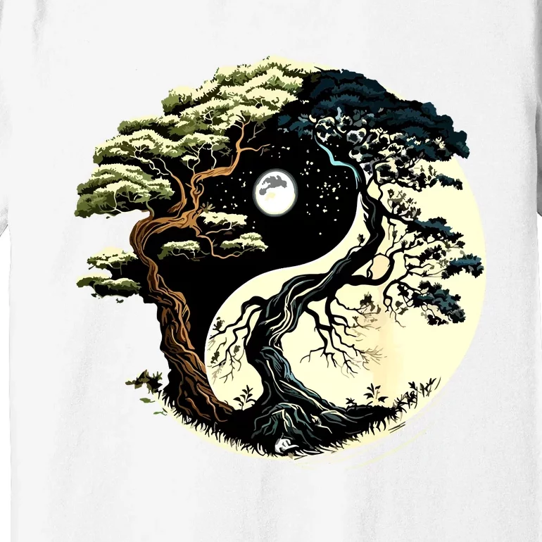 Yin Yang Tree Of Life On Buddhist Bonsai Tree Premium T-Shirt