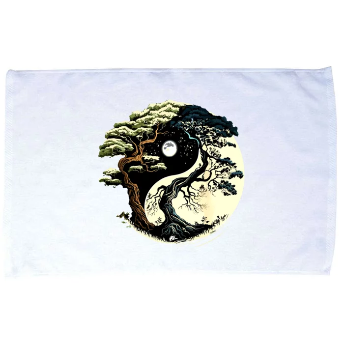 Yin Yang Tree Of Life On Buddhist Bonsai Tree Microfiber Hand Towel