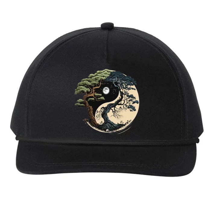 Yin Yang Tree Of Life On Buddhist Bonsai Tree Snapback Five-Panel Rope Hat