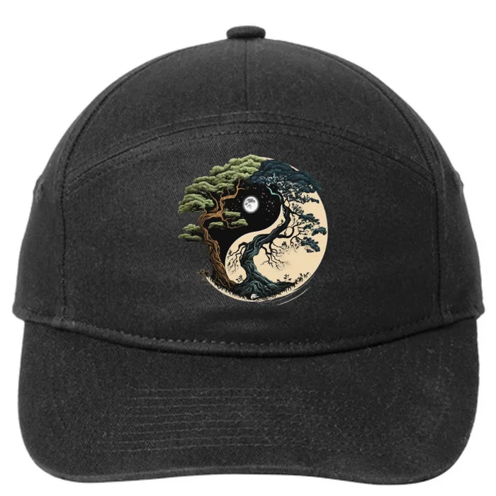 Yin Yang Tree Of Life On Buddhist Bonsai Tree 7-Panel Snapback Hat