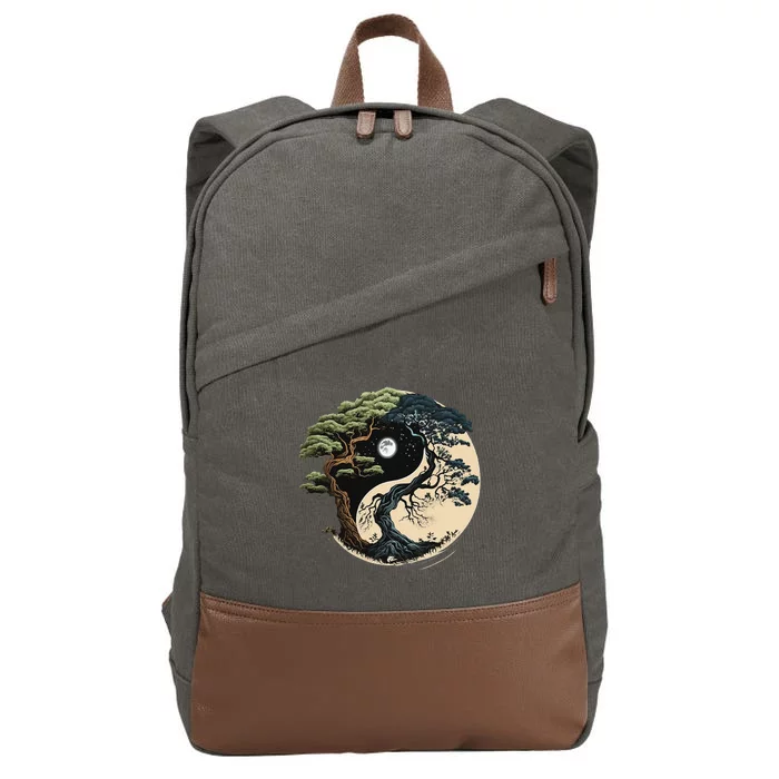 Yin Yang Tree Of Life On Buddhist Bonsai Tree Cotton Canvas Backpack