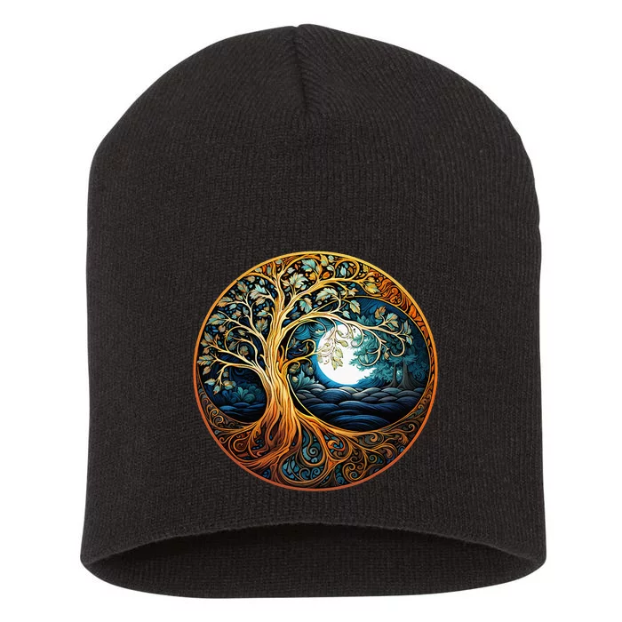 Yin Yang Tree Of Life Short Acrylic Beanie