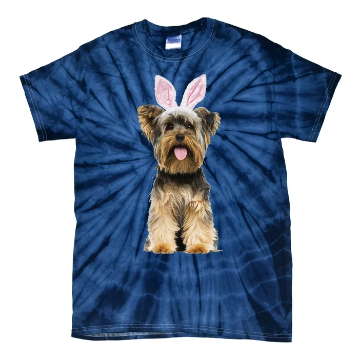 Yorkie Yorkshire Terrier Wearing Easter Bunny Ears Dog Tie-Dye T-Shirt