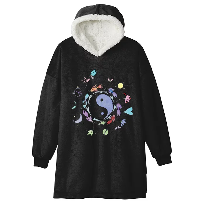 Ying Yang  Tai Chi Design Hooded Wearable Blanket