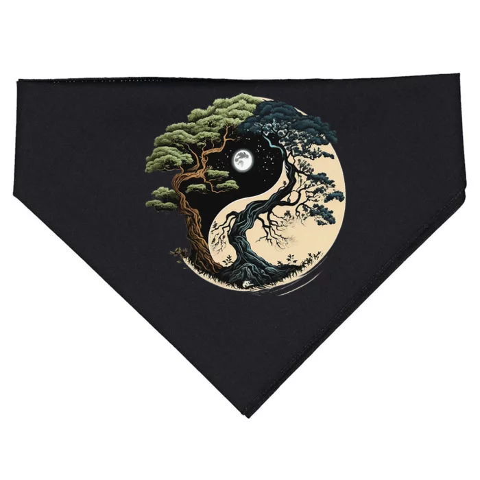 Yin Yang Tree Of Life On Buddhist Bonsai Tree USA-Made Doggie Bandana