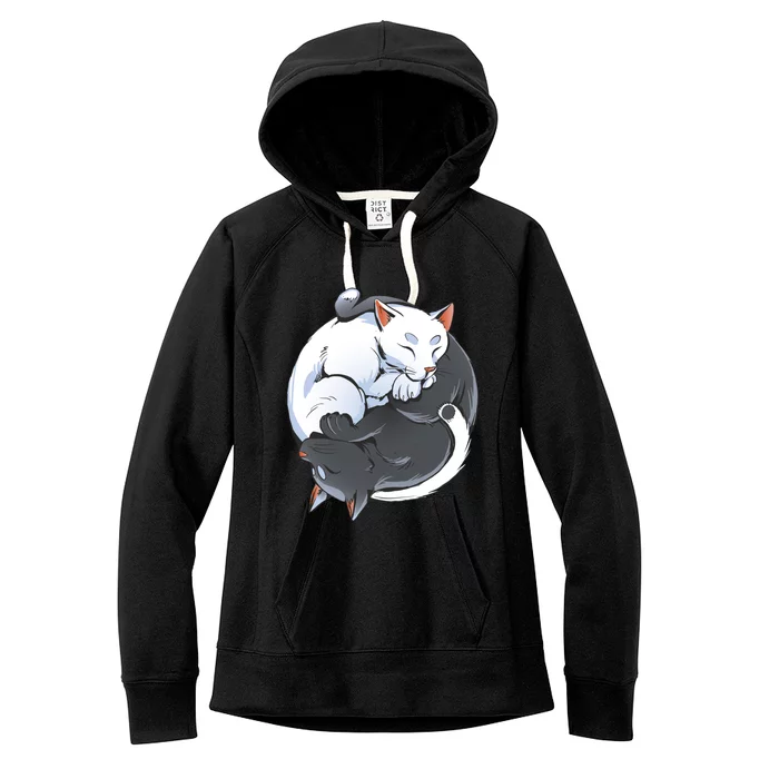 Yin Yang Yoga Zen Cute Cats For Cat Lover Meaningful Gift Women's Fleece Hoodie