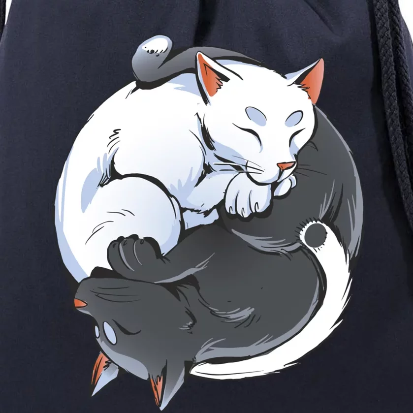 Yin Yang Yoga Zen Cute Cats For Cat Lover Meaningful Gift Drawstring Bag