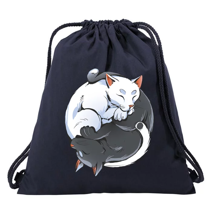 Yin Yang Yoga Zen Cute Cats For Cat Lover Meaningful Gift Drawstring Bag