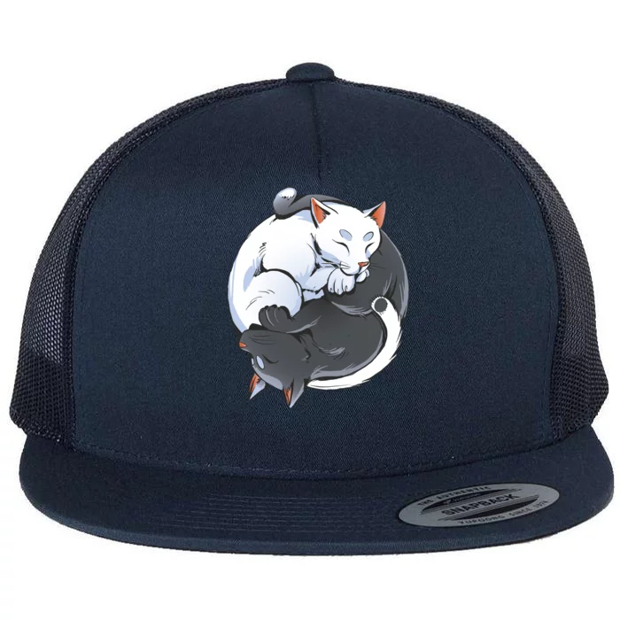 Yin Yang Yoga Zen Cute Cats For Cat Lover Meaningful Gift Flat Bill Trucker Hat