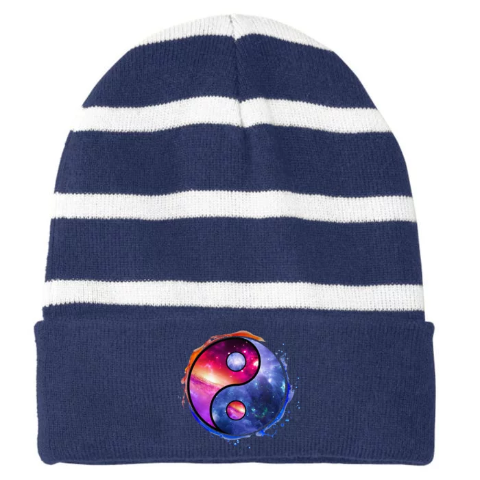 Yin Yang Striped Beanie with Solid Band