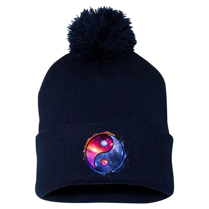 Yin Yang Pom Pom 12in Knit Beanie