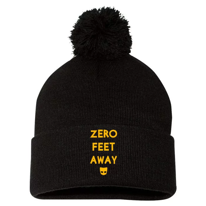 Zero 0 Feet Away Funny Gay Cruising Pom Pom 12in Knit Beanie