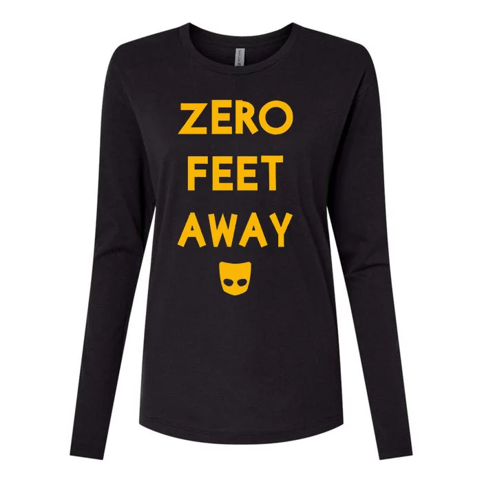 Zero 0 Feet Away Funny Gay Cruising Womens Cotton Relaxed Long Sleeve T-Shirt