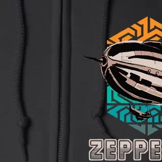 Zeppelin 70s & 80s Blimps Dirigible Airship Full Zip Hoodie