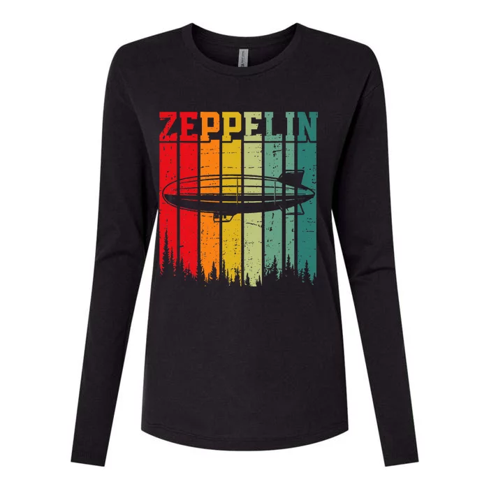 Zeppelin 70s 80s Dirigible Airship Zepelin Zepplin Womens Cotton Relaxed Long Sleeve T-Shirt