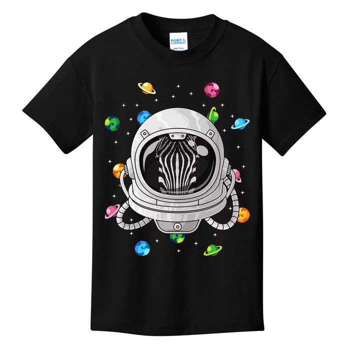 Zebra Astronaut Animal Deep In Space Cosmic Universe Kids T-Shirt