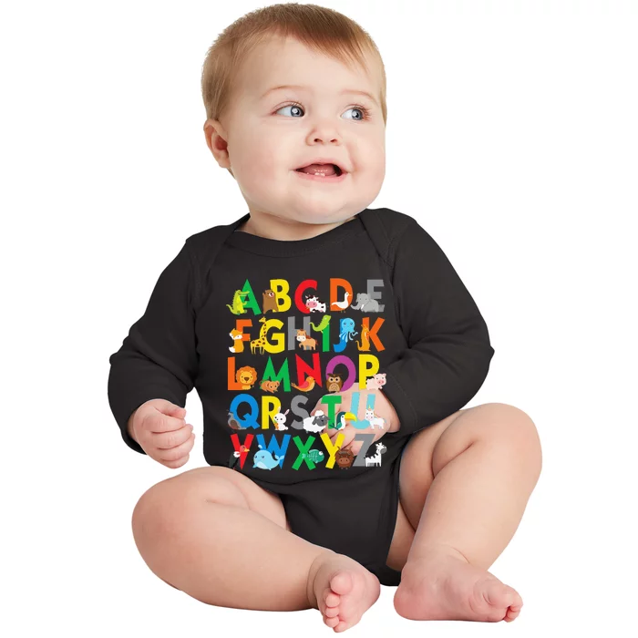 Zoo Animal Alphabet ABCs Learning Baby Long Sleeve Bodysuit