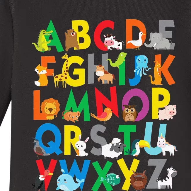 Zoo Animal Alphabet ABCs Learning Baby Long Sleeve Bodysuit