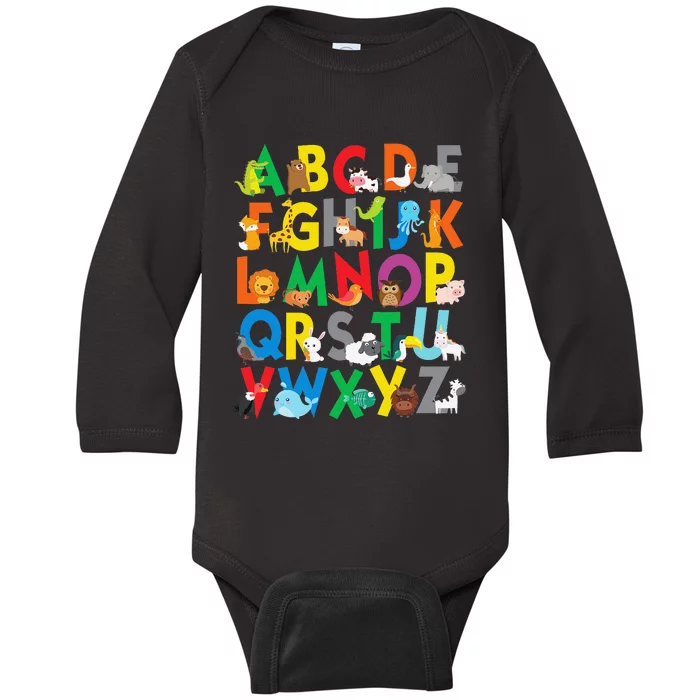 Zoo Animal Alphabet ABCs Learning Baby Long Sleeve Bodysuit