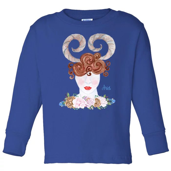 Zodiac Aries Astrology The Ram Fire Cute Gift Toddler Long Sleeve Shirt