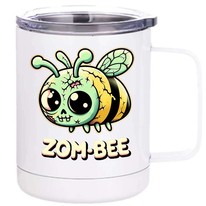 Zombee Adorably Creepy Zombie Bee Cartoon Halloween Front & Back 12oz Stainless Steel Tumbler Cup