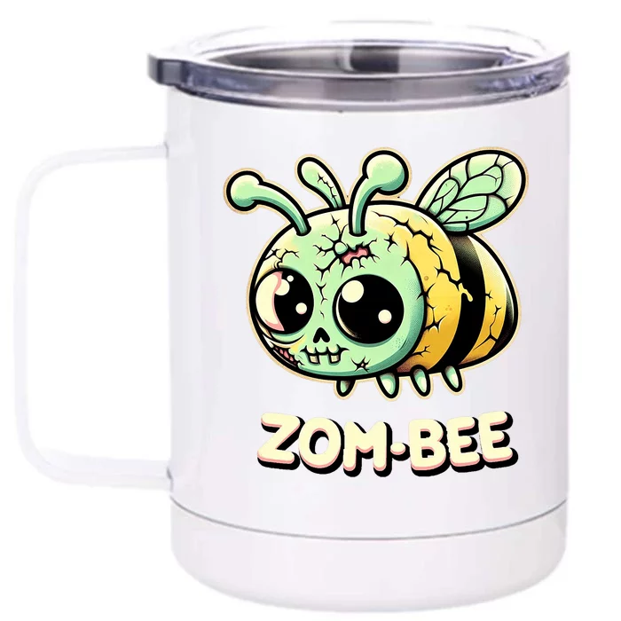 Zombee Adorably Creepy Zombie Bee Cartoon Halloween Front & Back 12oz Stainless Steel Tumbler Cup