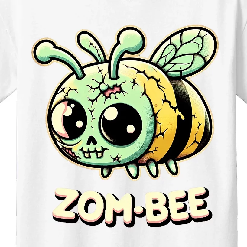 Zombee Adorably Creepy Zombie Bee Cartoon Halloween Kids T-Shirt