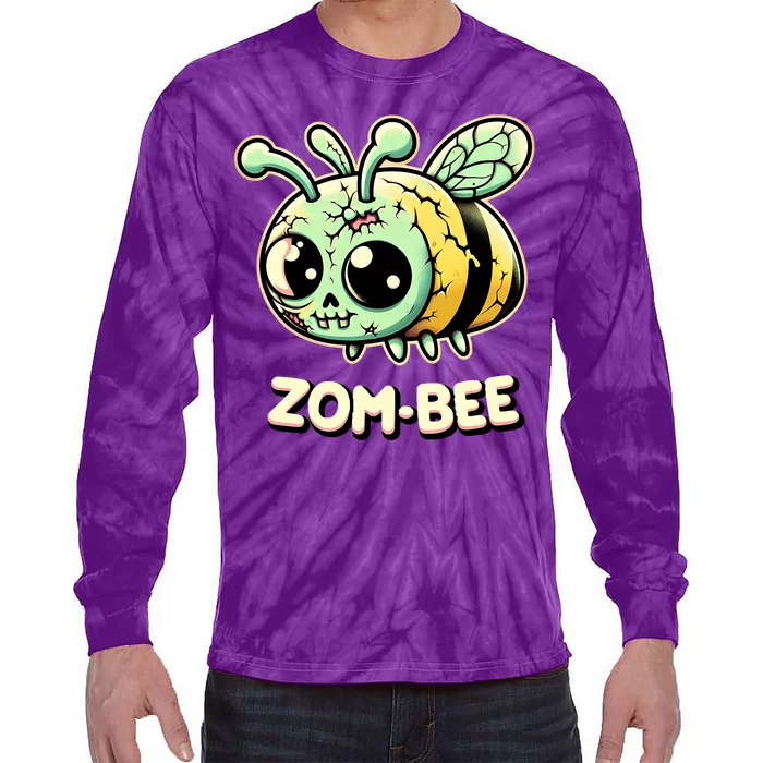 Zombee Adorably Creepy Zombie Bee Cartoon Halloween Tie-Dye Long Sleeve Shirt